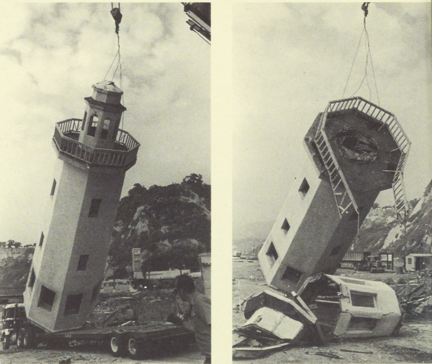 The lighthouse was damaged during the move.