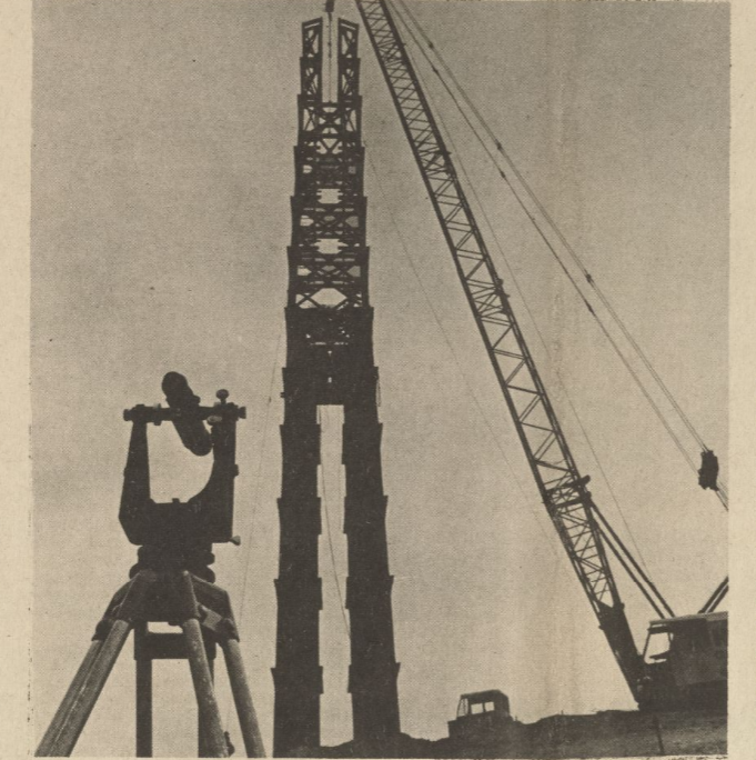 The skeleton of the Phillips Theme Tower in March 1973.